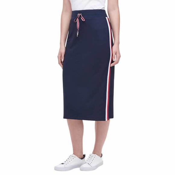 Tommy Hilfiger Side-Stripe Midi Skirt - Picture 2 of 9